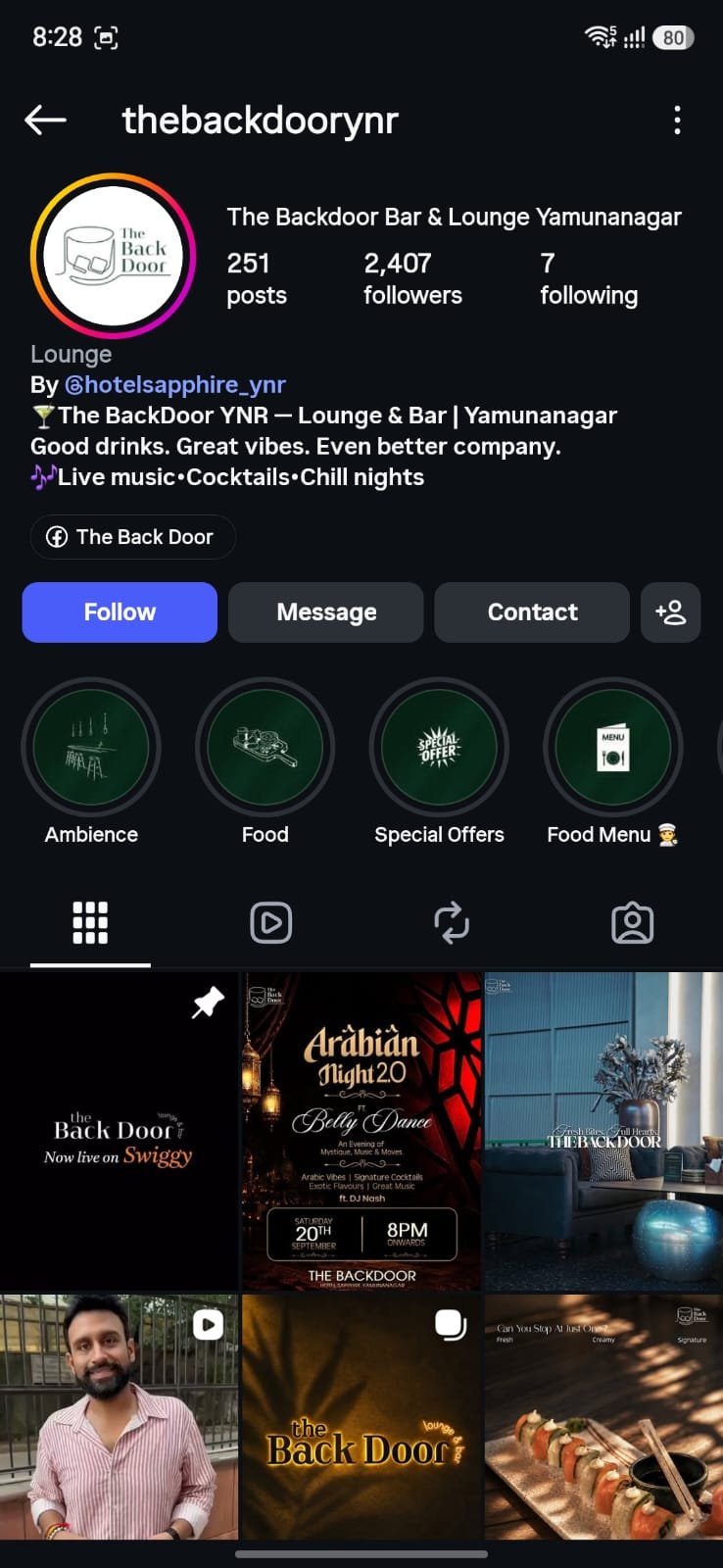 The Backdoor client social media account