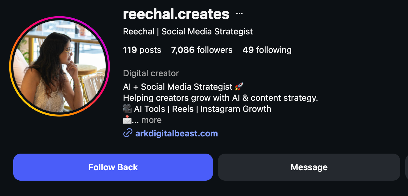 Reechal Creates Instagram profile